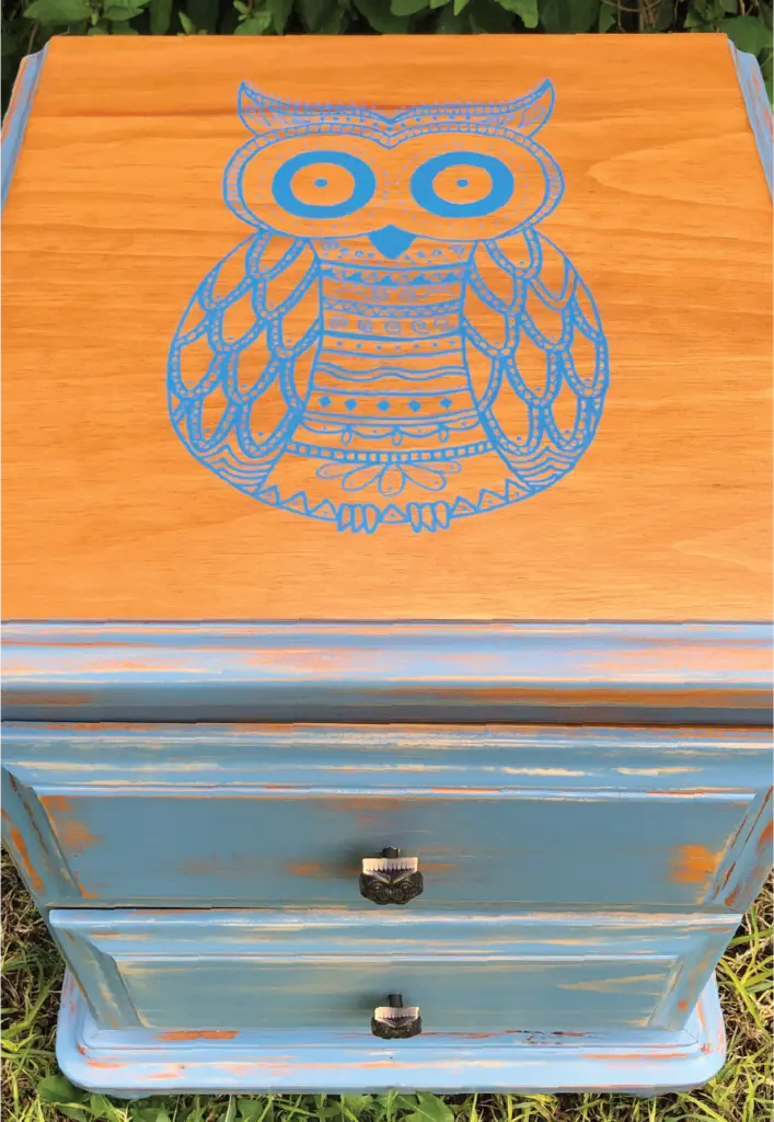 hand drawn artwork on wood furniture